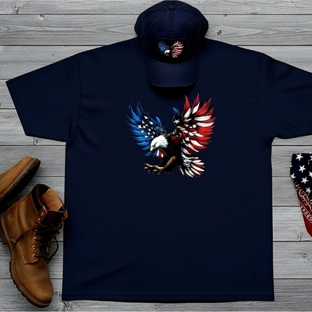 Patriotic Eagle T‑Shirt • American Flag Eagle Graphic Tee • USA Pride Shirt •